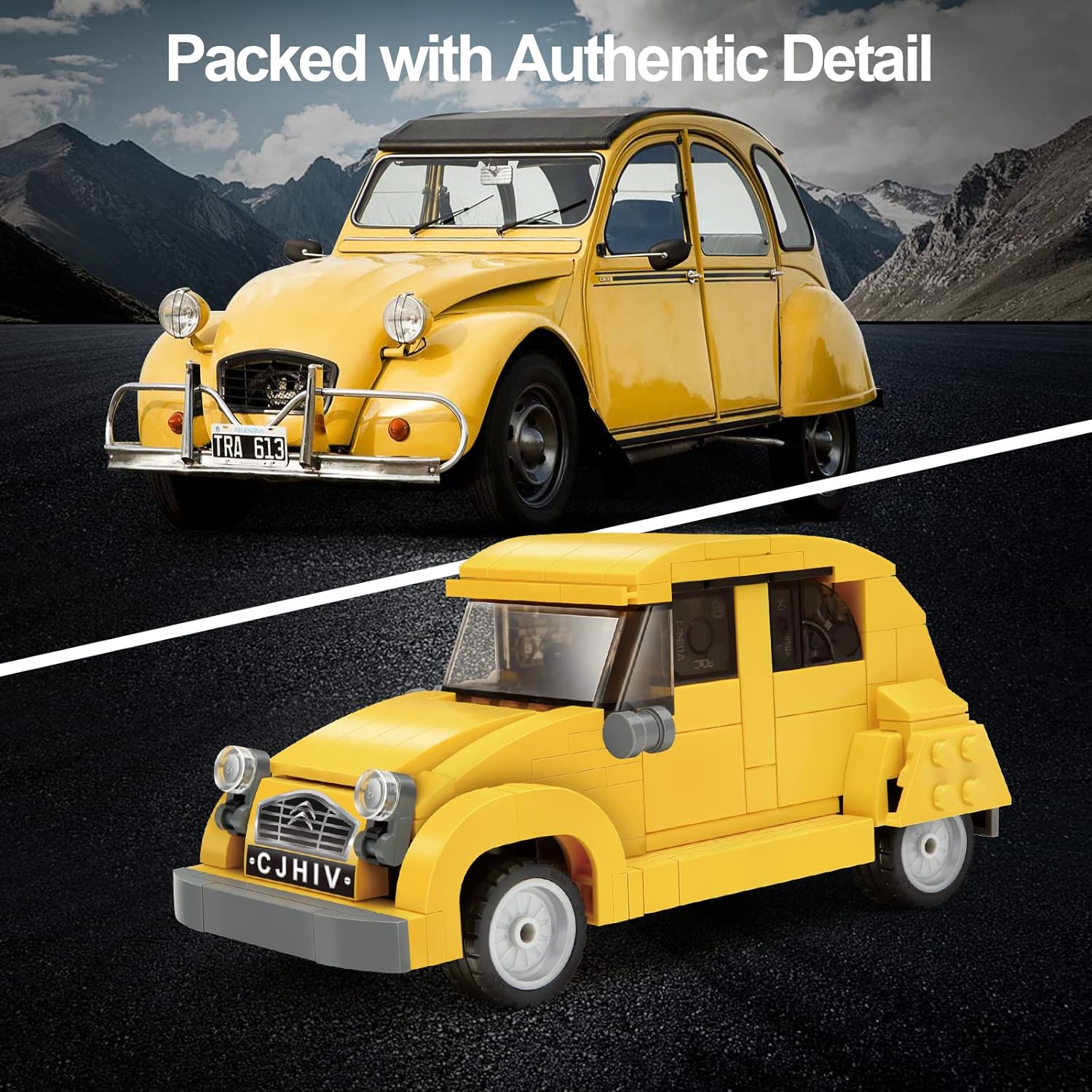 Minibricks Gelber 2CV Rennwagen 298 Teile
