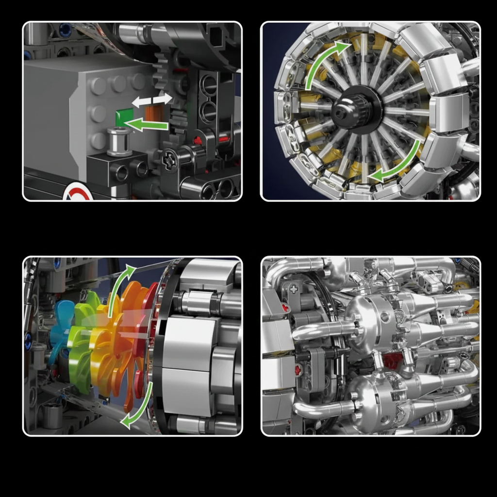 Moteur de turboréacteur d'aviation 1214 pièces