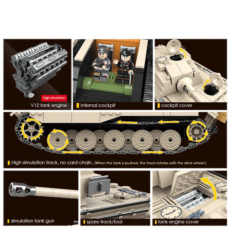 German King Tiger Tank 978PCS