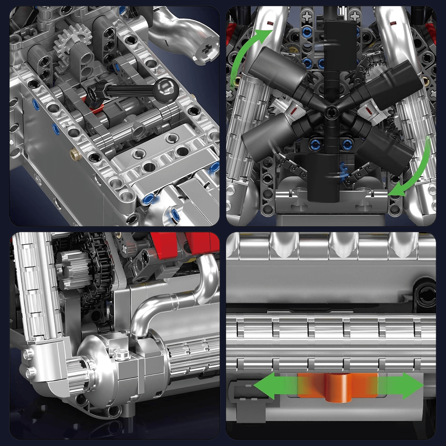 Deutscher V8-Motor mit Getriebe 1169-teilig
