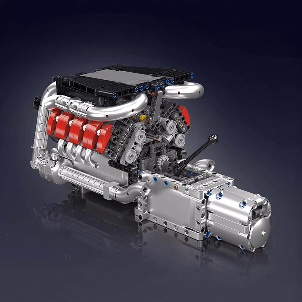 Deutscher V8-Motor mit Getriebe 1169-teilig