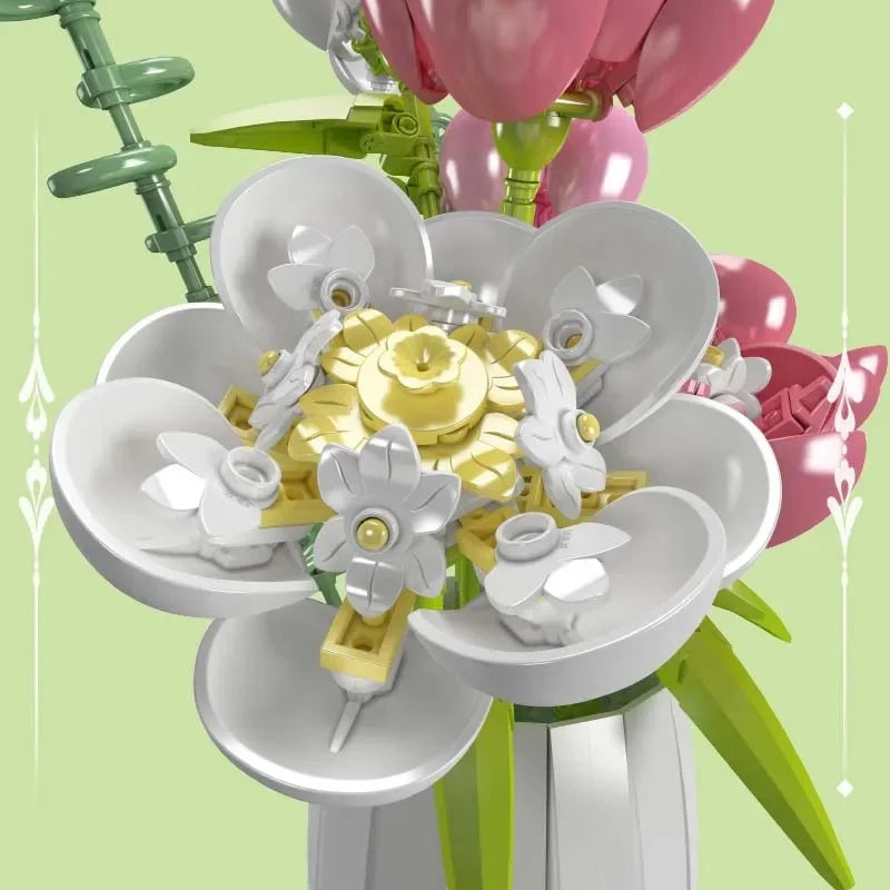 Fleur de pivoine en poudre rose blanc 866 pièces