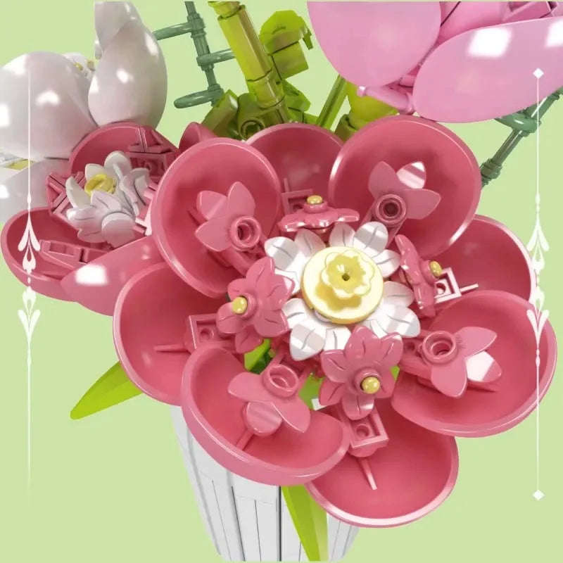 Fleur de pivoine en poudre rose blanc 866 pièces